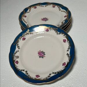 Vtg 1944 Bread/Butter Plates Gold Trim V.M.Tregubova, Korosten Ukraine USSR RARE